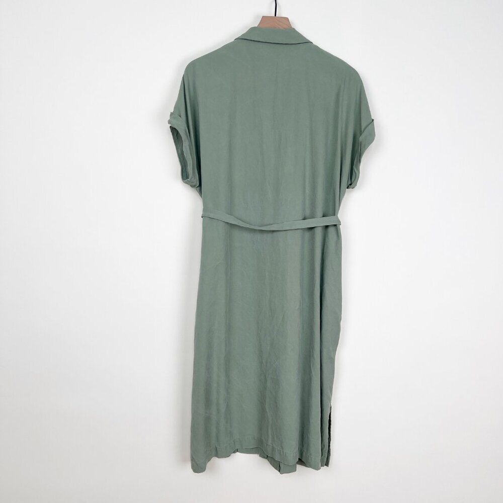 Frank & Oak Textured Camp Collar Midi Shirt Dress Button Down Up Front Casual XL - Picture 13 of 14